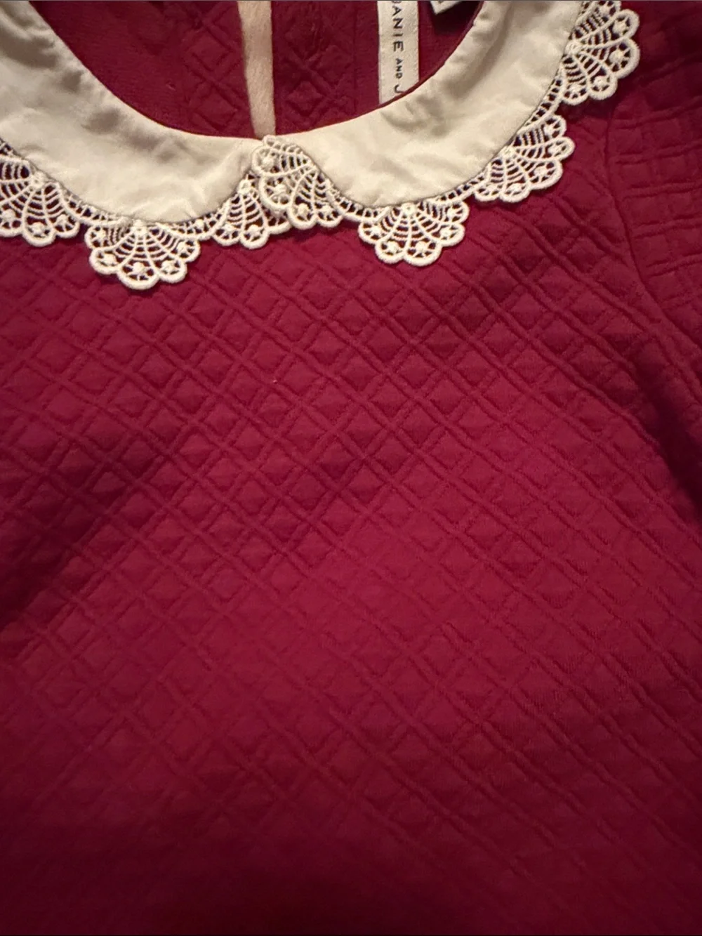 Janie and Jack Raspberry Quilted Dress with Lace Collar